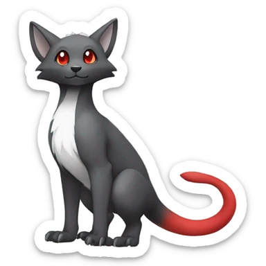 Cute cool black red white grey animal hybrid Fakemon full body sticker