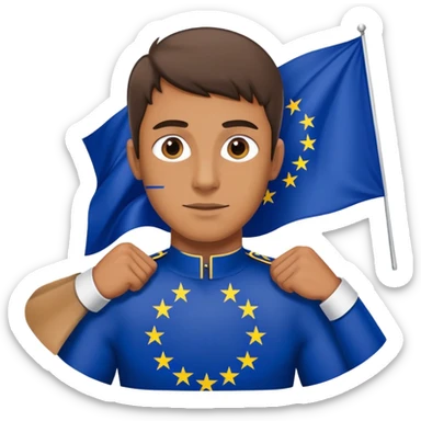 man with european union flag sticker
