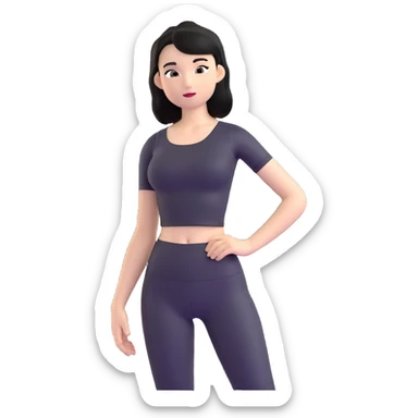 girl with black shoulder-length hair wearing a black tight-fitting top sticker