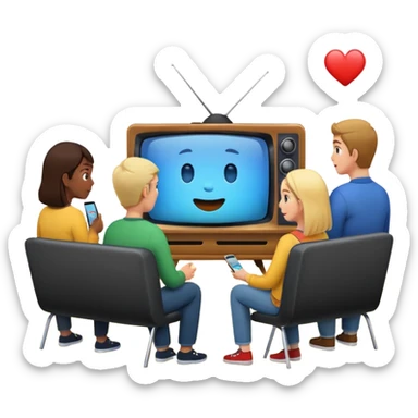 personas debatiendo revisando una tv sticker