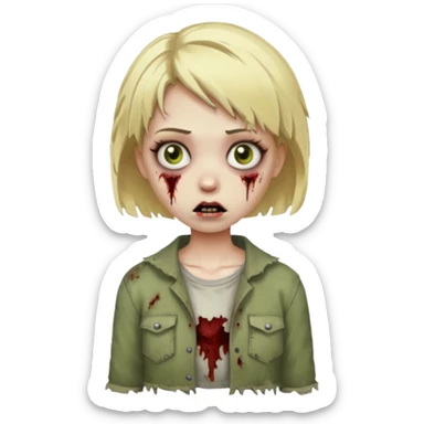 girl zombie with short blonde hair sticker
