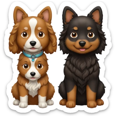 two dogs with wavy hair, one black and one brown sticker