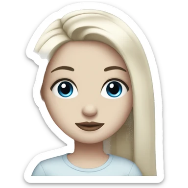 Pale girl with long black hair, blue eyes, long eyelashes and tattoos sticker