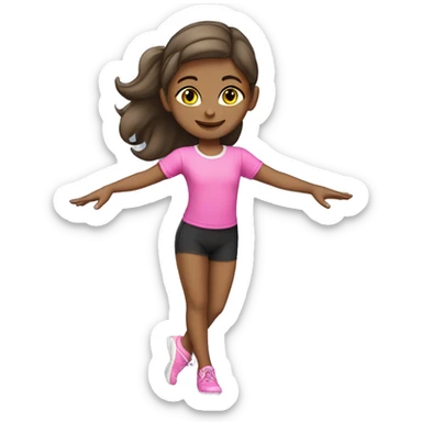 Girl in pink t-shirt with print “MARIGYM” doing gymnastics  sticker