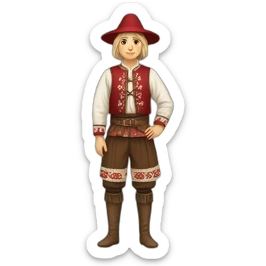 latvian folk costume full body sticker