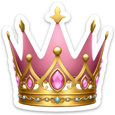 A luxurious golden crown with pink accents and elegant details, featuring a prominent empty space or cutout in the center sticker