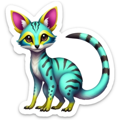  randomly colored colorful cute neon-colored brightly colored Fakémon-Fionbri-Vernid-Genet-creature with markings (full body) sticker