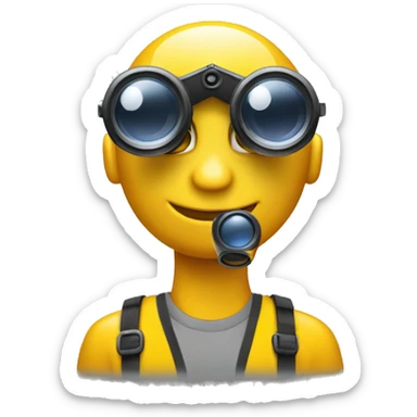 Yellow circle emoji holding binoculars with a smirk sticker