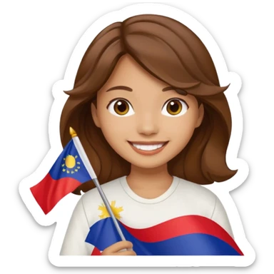 white wavy brown hair girl pinoy flag sticker