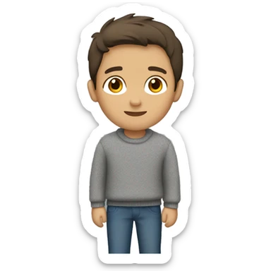 winter, christmas, hispanic, short brown hair, boy, brown eyes, child, full body, grey sweater sticker