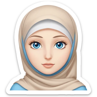 pale hijabi girl with blue eyes and long lashes  sticker