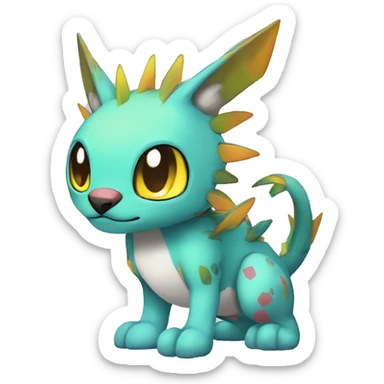cute cool edgy Digimon-Fakemon-animal with colorful markings full body sticker