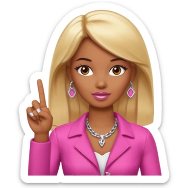 Brown skin blonde hair brown eyed barbie shooting the middle finger  sticker