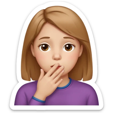 Hand over mouth with blushed cheeks sticker