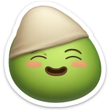 Generate a sleeping avocado emoji with a nightcap, symbolizing good sleep for proper nutrition. sticker