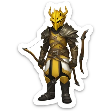 Dragonborn  archer with yellow and white armor and black boots  sticker