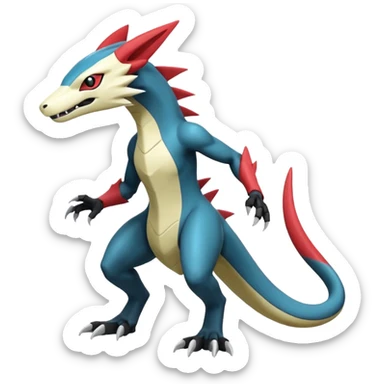 Shiny Cool Futuristic Smooth Salandit-Guilin-Zeraora-Lombax-Sergal-Zangoose-Cyclizar-Genesect-Pokémon, full body sticker