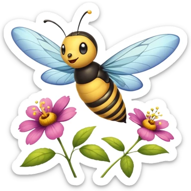 La la mañana se alegra entre flores y praderas ve avanzar mariposa bella y majestuosa entre colibrís y la abeja polinizando y Disfrutando del néctar de su miel sticker