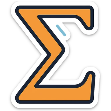 sigma symbol, color outlined icon style, subtle blue accents, modern professional sticker