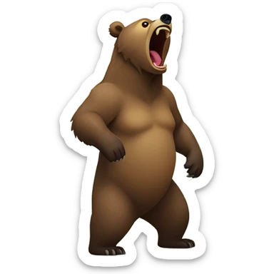 Grizzly bear yelling into the woods sticker