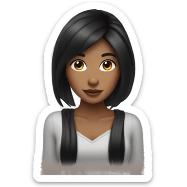 beauty girl with long black hair in instagram  sticker