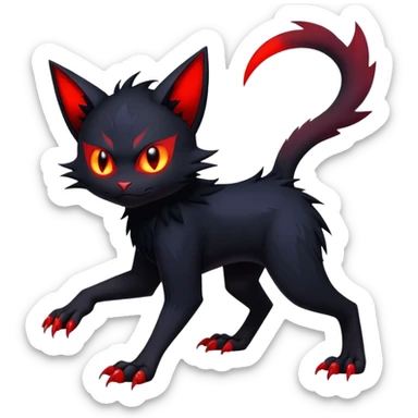 Vampiric feral futuristic gothic emo dark Litten-Noibat-Fakémon-hybrid-creature (full body) sticker