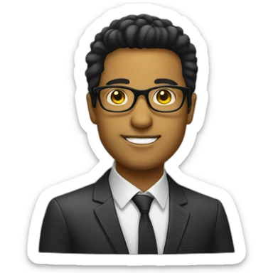 WHITE entrepreneur with yellow tinted glasses and combed black hair  sticker