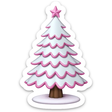 WHITE CHRISTMAS TREE WITH PINK BOWS sticker