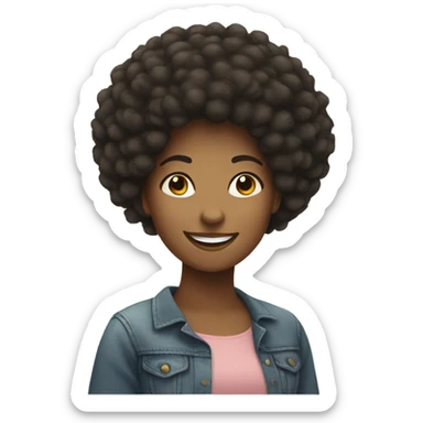 smiling girl with afro hairstyle sticker