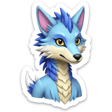 Edgy shiny exotic colorful smooth soft pastel modern anthro furry vernid-sergal-trico-Protogen-Primagen-WereGarurumon-hybrid by Falvie, LiLaiRa, AngieWolf sticker