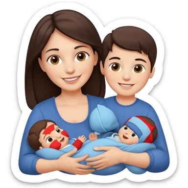 Beautiful Brunette Mother holding a baby and two young sons sticker