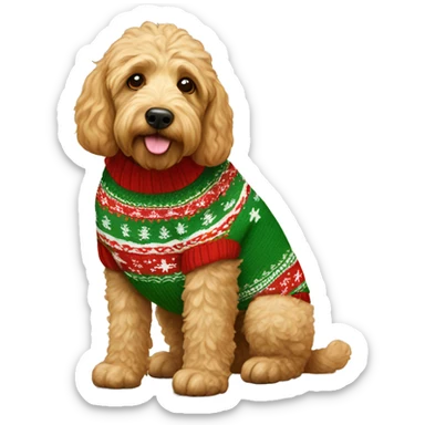 Golden Labradoodle and Christmas sweater stubby legs sticker