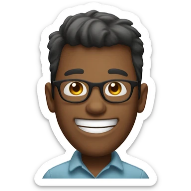 Very excited happy with glasses sticker