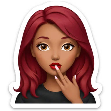 dark red hair woman with make up and light brown skin sending a kiss sticker