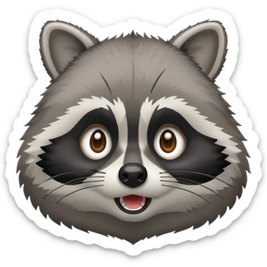 Create emojis from a picture with a raccoon's face. Different emotions, with the addition of paws sticker