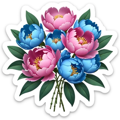 Boquet of flower peony sku blue  sticker