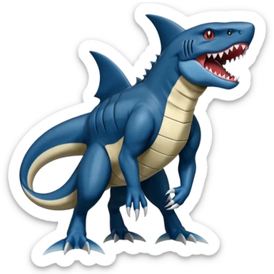 dark-deep-denim-steel-cobalt-blue 4-legged digitigrade land-shark-landhai-vernid-sharpedo-Draco-Salamence-Salandit-Litten-houndoom-hybrid-fusion-creature, full body sticker