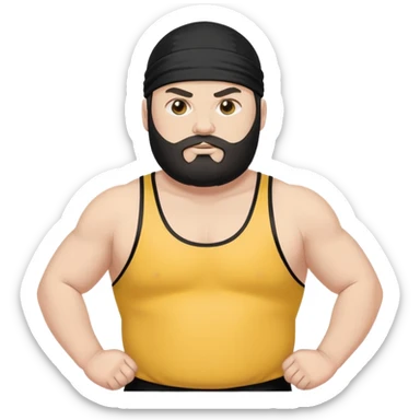 White skin fat guy with black durag and black beard in wrestling singlet sticker
