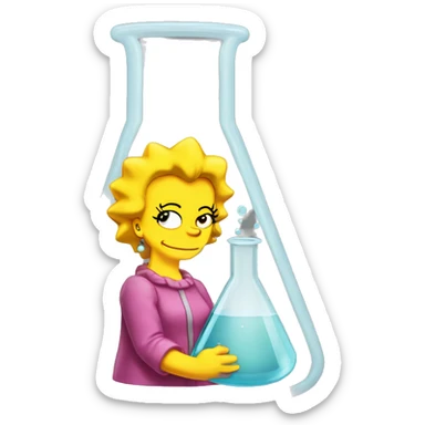 lisa simpson with an erlenmeyer flask sticker