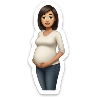and pregnant wife have dark brown haircut sticker