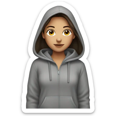 Brunette Girl in Grey hoodie sticker
