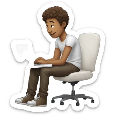 guy working at laptop and dreaming about his boyfriend sticker