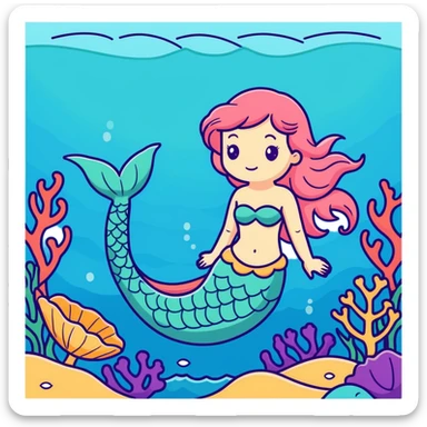 Mermaid in the ocean  sticker