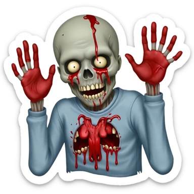 Alaskan Zombies 🧟‍♂️ reaching out, attacking and biting. Covered in blood and rotting flesh, in the style of your bleeding skull art. sticker
