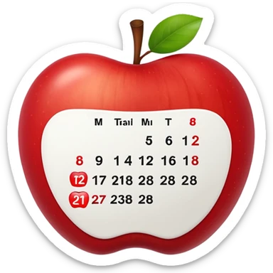 calendar with number 28, white page and red top, apple style emoji sticker