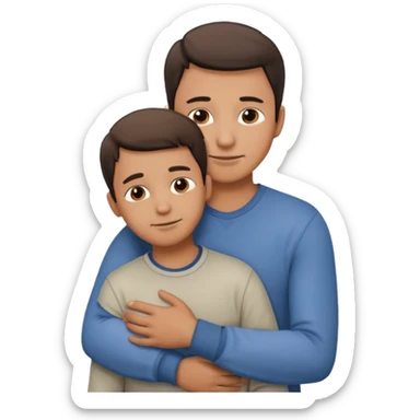 A father hugging his son sticker