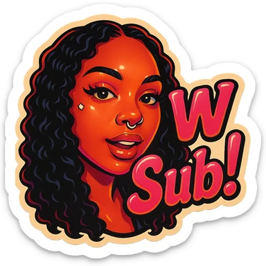 excited 
add the words W Sub!  in pink  sticker