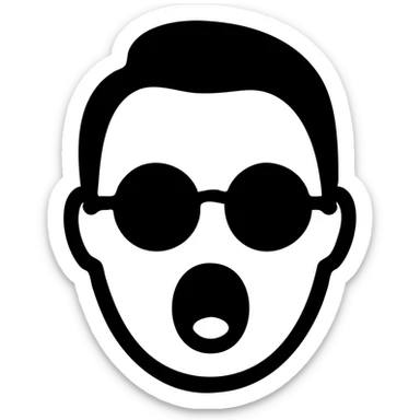 Convert this photo to a solid black filled icon, keeping only the main facial features and outline, with no background. sticker