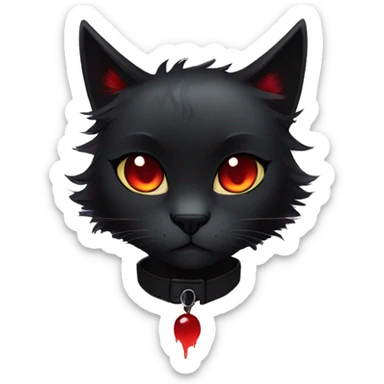 Anthro Edgy Cool Beautiful Black Cat-Fursona with Emo Hair-bangs with Red Streaks sticker