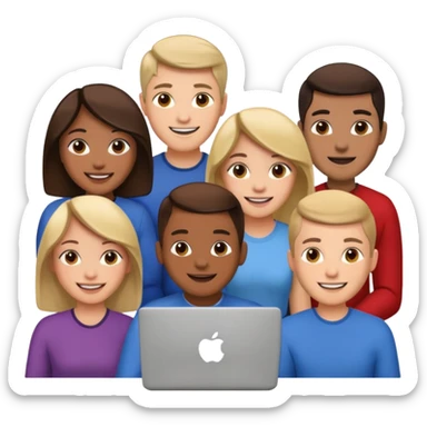 video meeting via laptop smiling people  sticker